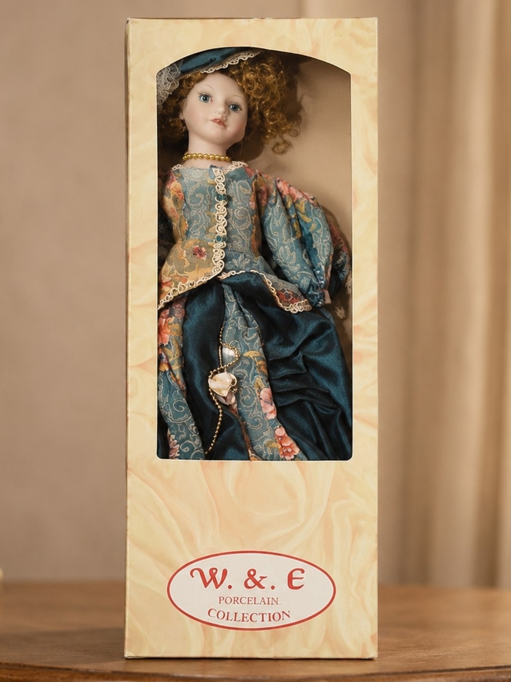 Porcelain Collection Blue Floral Vintage-Style Doll